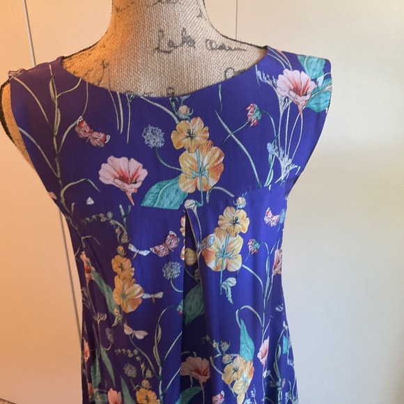 ANTHROPOLOGIE HD in Paris Hidden Isle Silk Floral Print Dress 10 - Picture 12 of 14